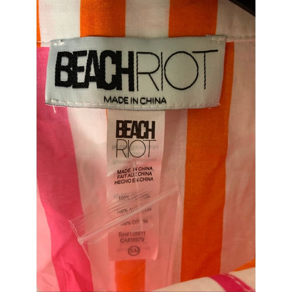 Beach Riot Alexa cover up swim 100% cotton sunset stripes women's size S M NEW - Picture 4 of 5